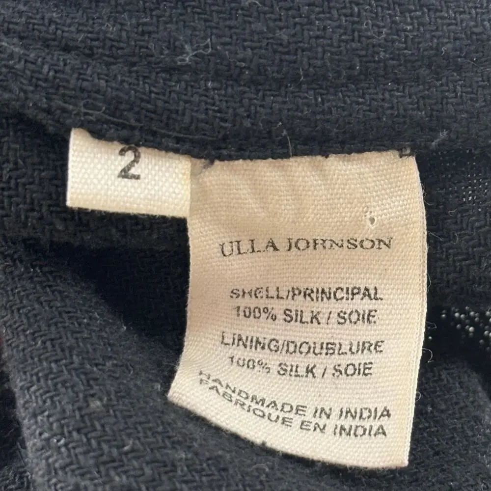 Ulla Johnson Black Maja Embroidered Peplum Peasant Blouse